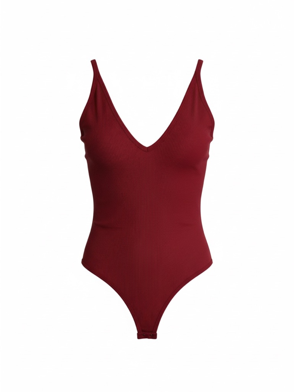 Garage Burgundy Ribbed V-Neck Bodysuit